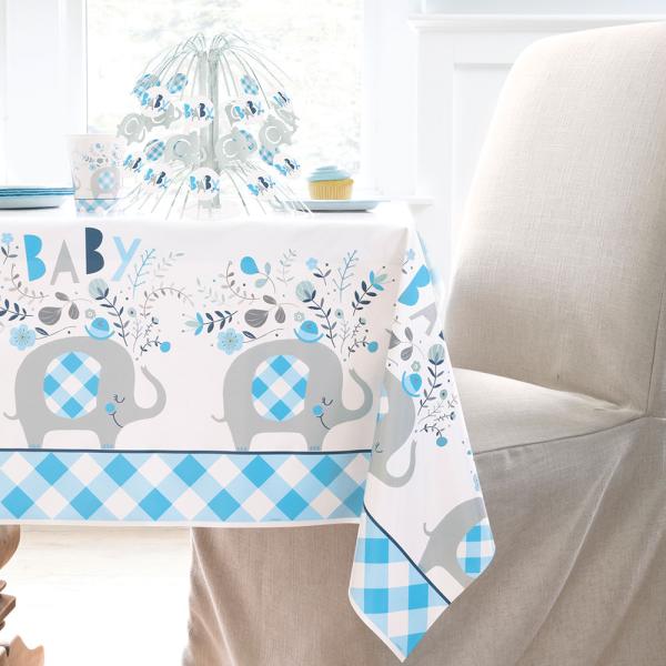 Babyshower Plastduk Elefant Blå