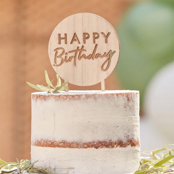 Rund Kakepynt Happy Birthday