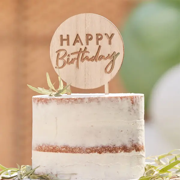 Rund Kakepynt Happy Birthday
