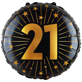 Folieballong med Stjerner og Tallet 21
