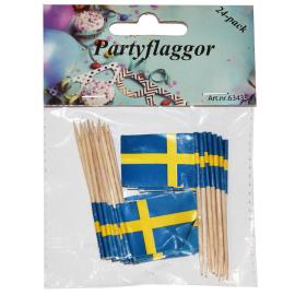 Cocktailpinner med Svensk Flagg 24-pakning