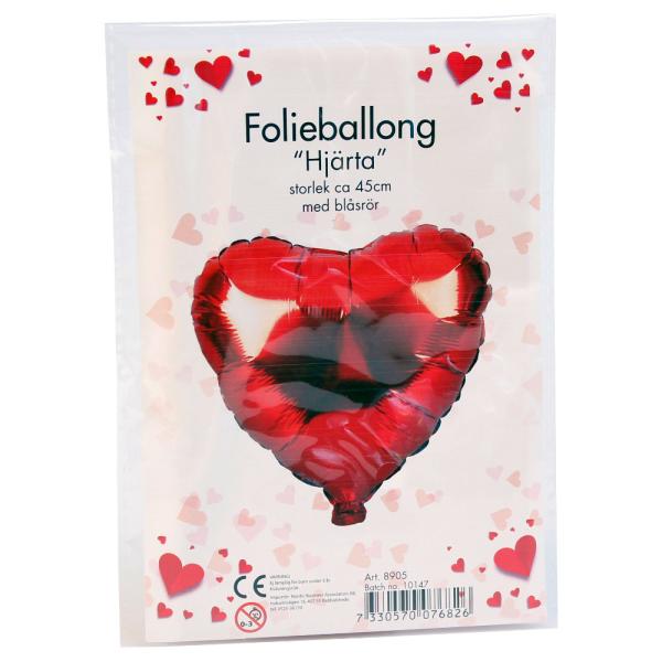 Folieballong Rødt Hjerte