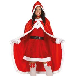 Mrs Claus Lang Cape med Hette