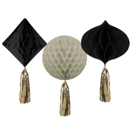 Hengende Honeycombs Svart/Kremhvit 3-pakning