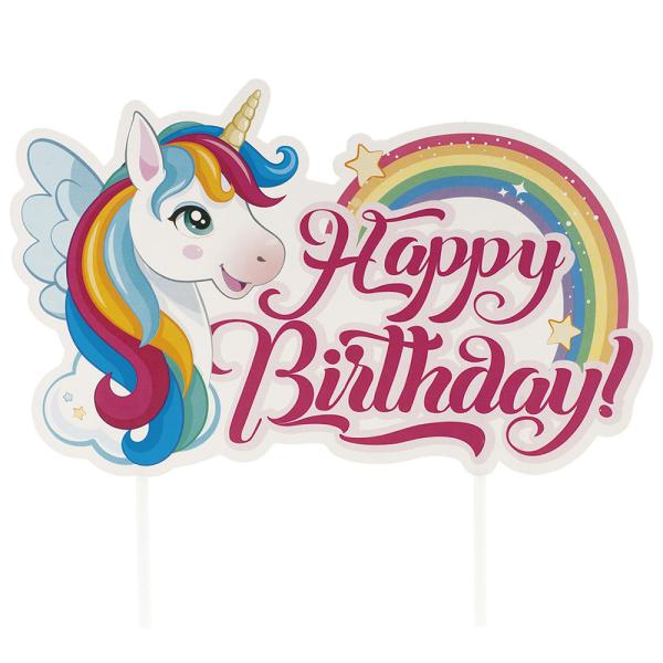 Unicorn Happy Birthday Kakedekorasjon