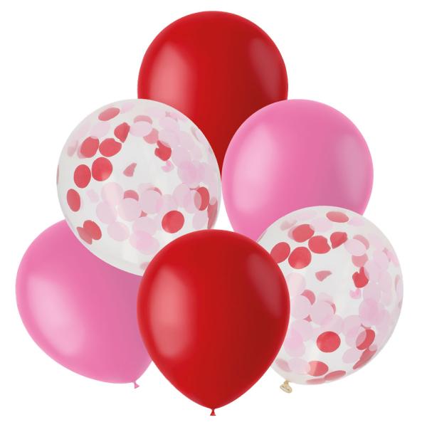 Ballongmix Konfetti Rød & Rosa