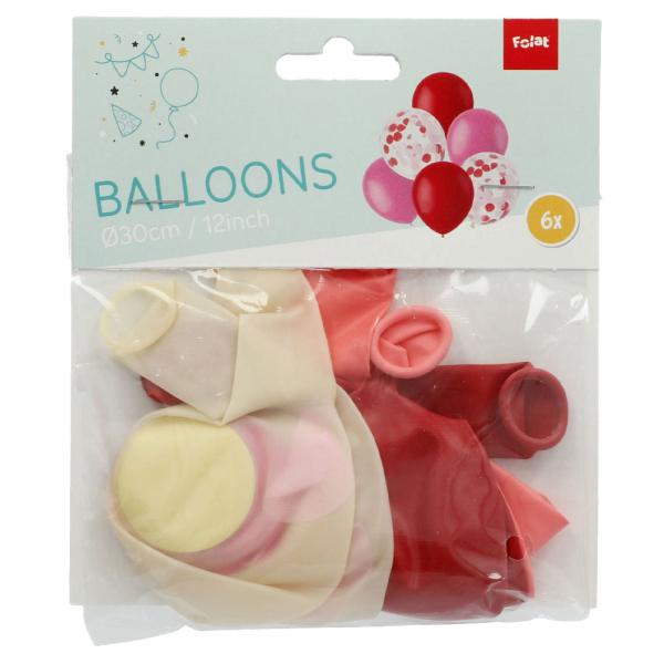 Ballongmix Konfetti Rød & Rosa