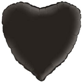 Folieballong Hjerte Satin Gråsvart