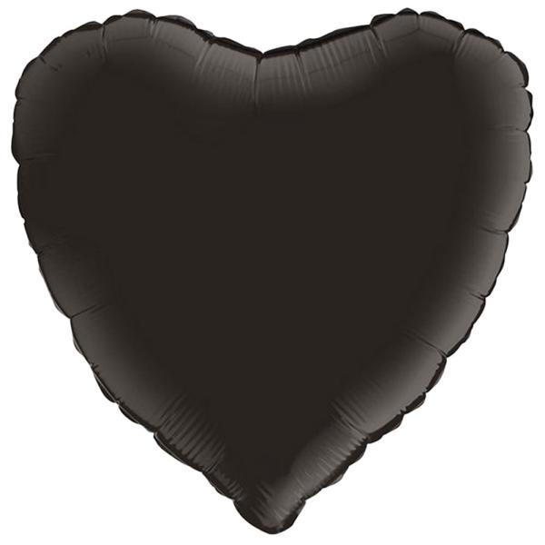 Folieballong Hjerte Satin Gråsvart
