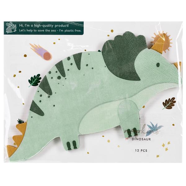 Engangsservietter Triceratops Grønn 12-pakning