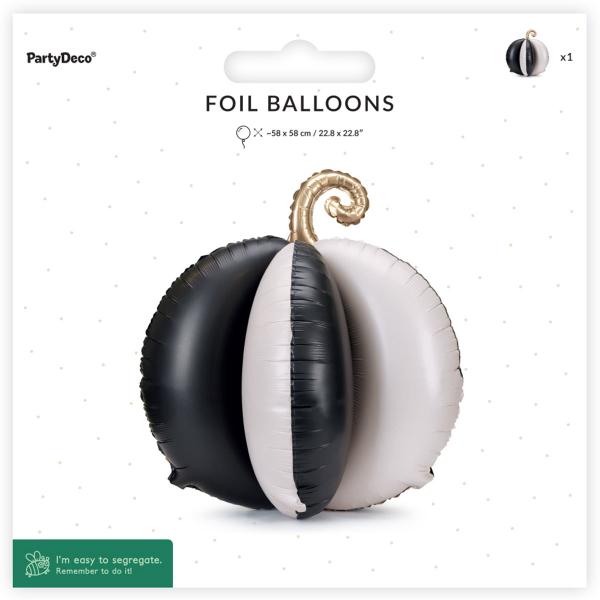 Stående Folieballong 3D Stripete Gresskar Svart og Hvit