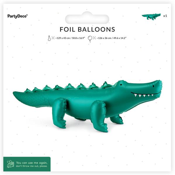 Stående Folieballong Krokodille 126 x 36 cm
