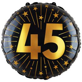 Folieballong med Stjerner og Tallet 45