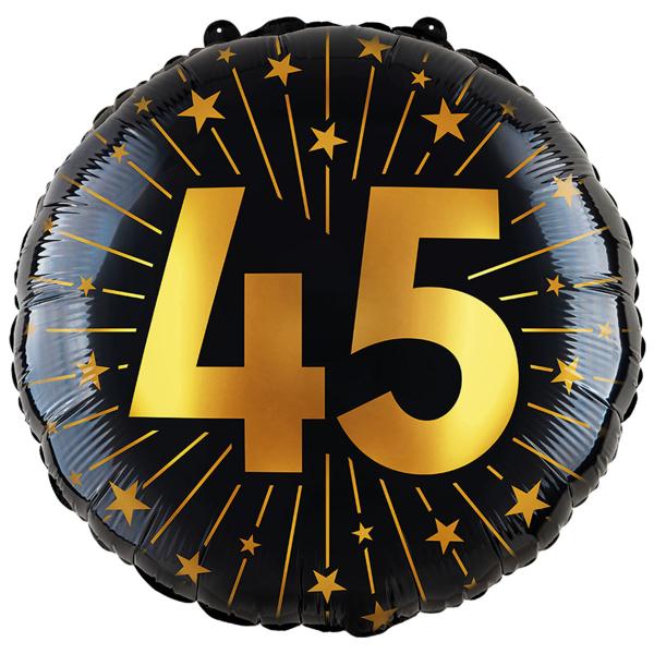 Folieballong med Stjerner og Tallet 45