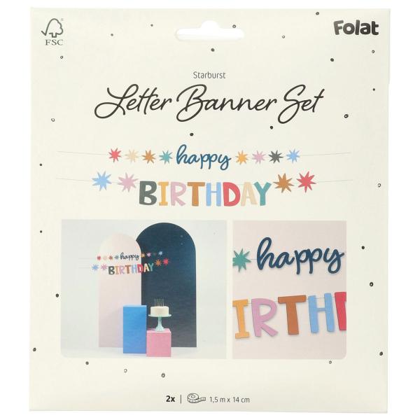 Happy Birthday Bokstav-girlander med Stjerner