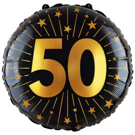 Folieballong med Stjerner og Tallet 50