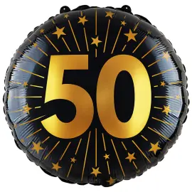 Folieballong med Stjerner og Tallet 50