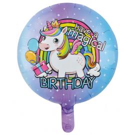 Folieballong Enhj&oslash;rning Magical Birthday 46 cm