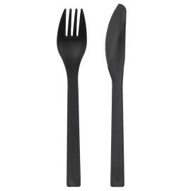 Svart Gjenbrukbart Plastbestikk 12-pakning