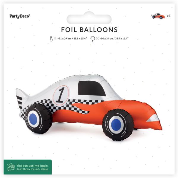 Stående Folieballong Racerbil 90 x 34 cm