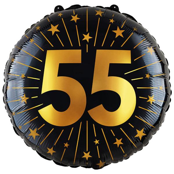 Folieballong med Stjerner og Tallet 55