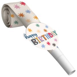 Happy Birthday Partyfløyter med Stjerner 6-pakning