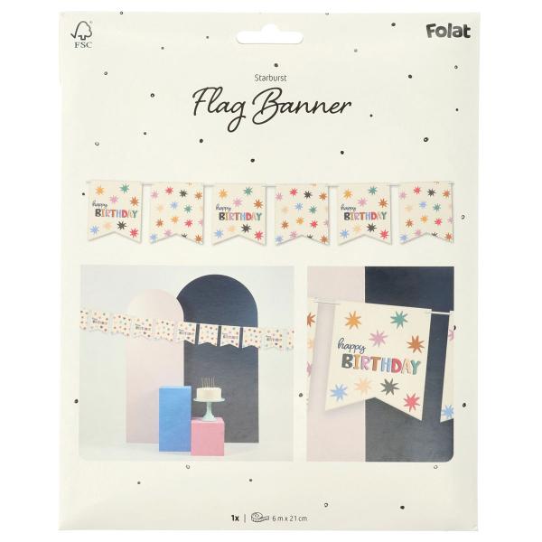 Happy Birthday Flaggirlander med Stjerner