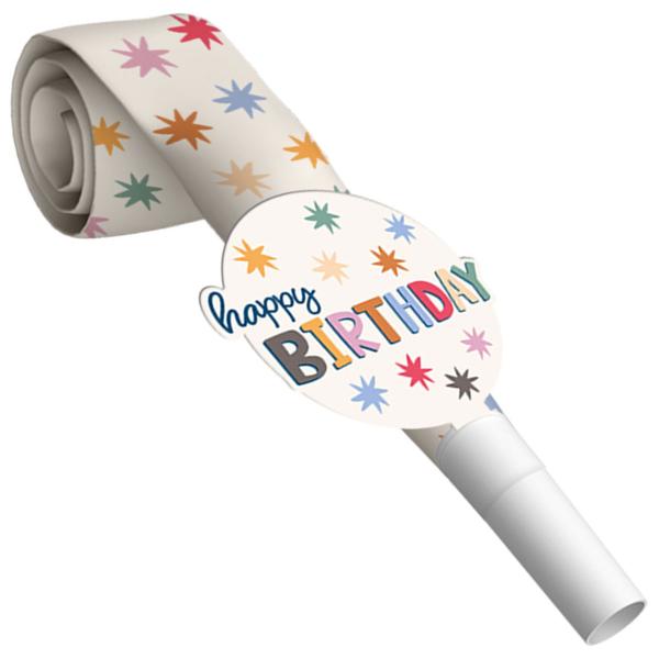 Happy Birthday Partyfløyter med Stjerner 6-pakning