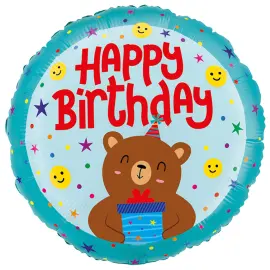 Ballong Happy Birthday Bj&oslash;rn Rund 35 cm