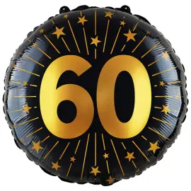 Folieballong med Stjerner og Tallet 60