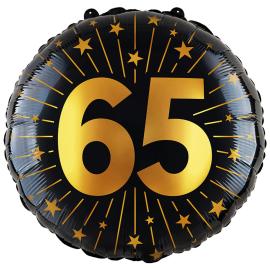 Folieballong med Stjerner og Tallet 65