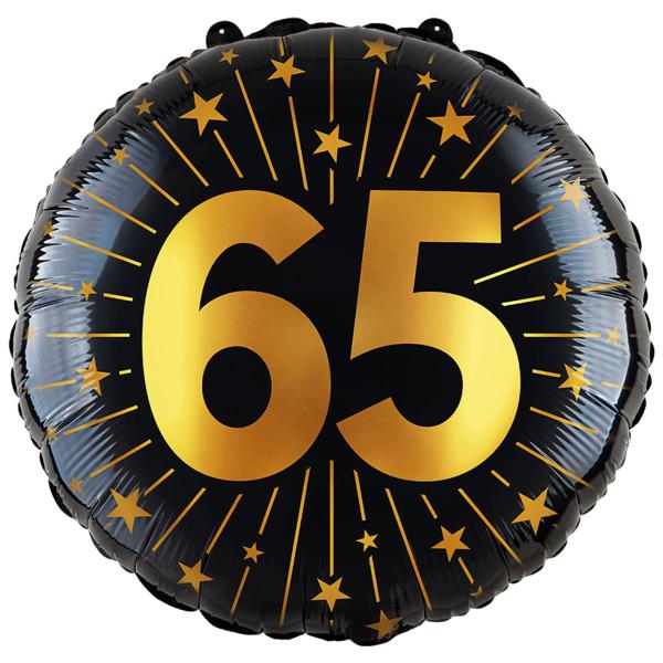 Folieballong med Stjerner og Tallet 65