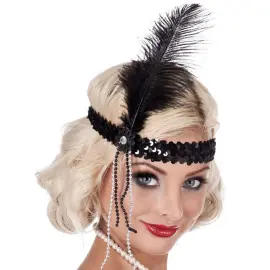 Flapper Hårbånd med Fjær