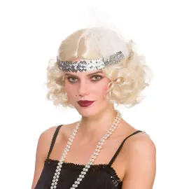 Flapper Parykk med Pannebånd Blond