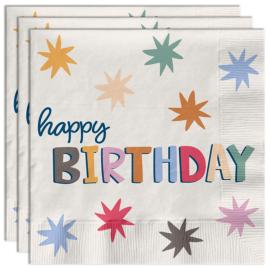 Happy Birthday Papirservietter med Stjerner 20-pakning