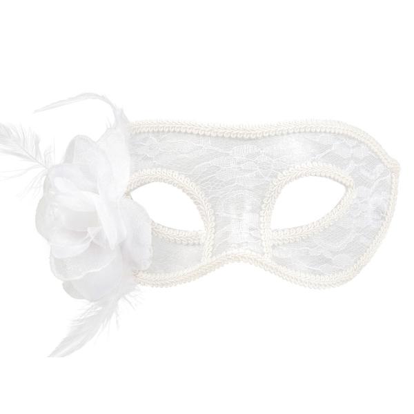 Hvit Blondemaske med Blomst