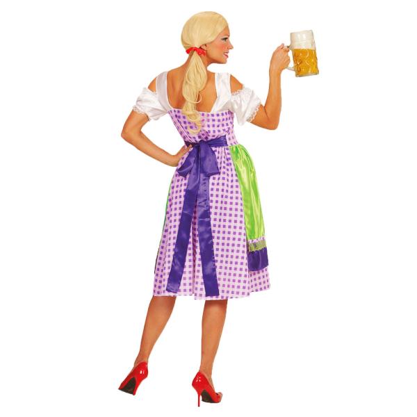 Oktoberfest Dirndl Kjole Lilla og Grønn