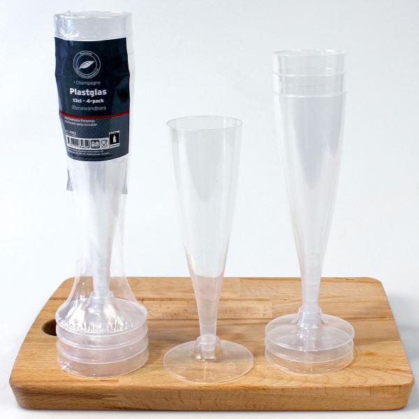 Champagneglass Plast 13 cl 4-pakning