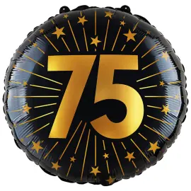 Folieballong med Stjerner og Tallet 75