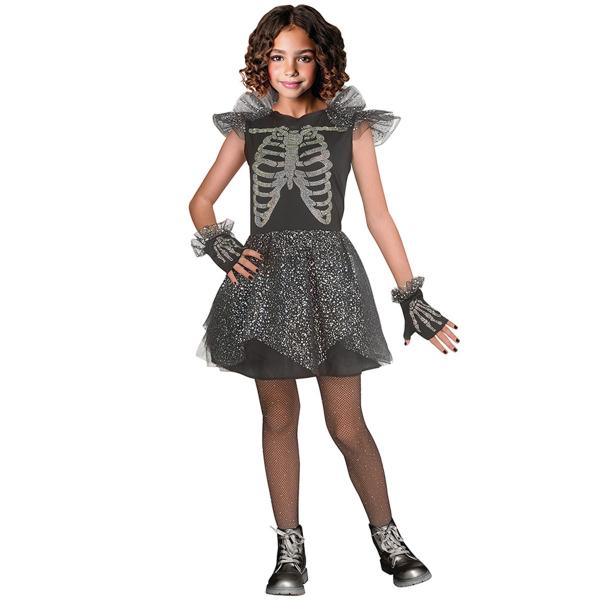Skjelettdrakt med Iriserende Rhinestone Barn