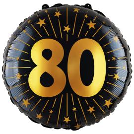 Folieballong med Stjerner og Tallet 80