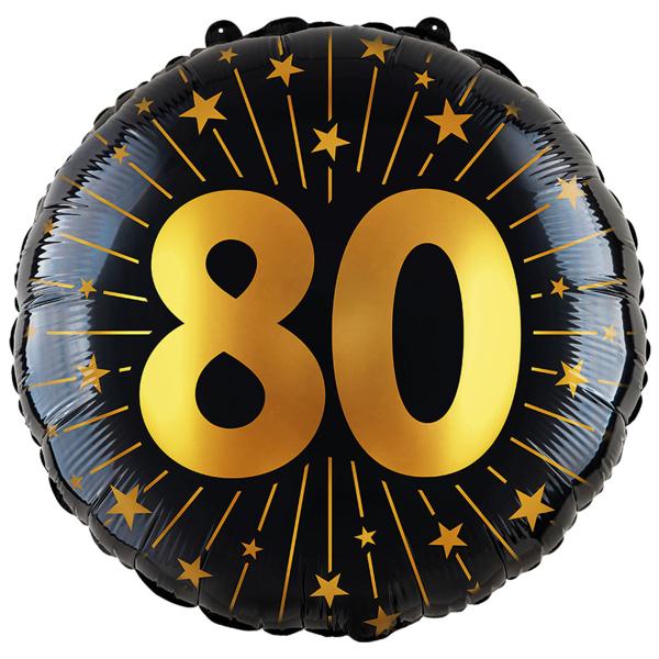 Folieballong med Stjerner og Tallet 80