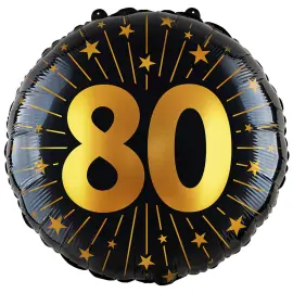 Folieballong med Stjerner og Tallet 80