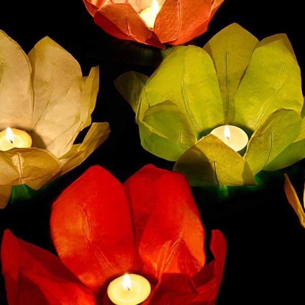 Flytende Telysholdere Blomster Mix 6-pakning