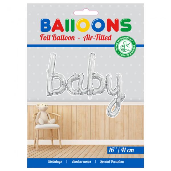 Folieballong Baby Sølv