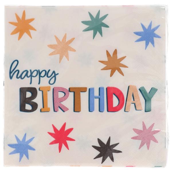 Happy Birthday Papirservietter med Stjerner 20-pakning