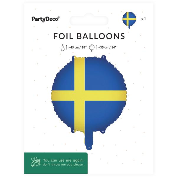 Folieballong Svensk Flagg Rund 35 cm