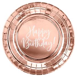 Papptallerkener Happy Birthday Rosegull