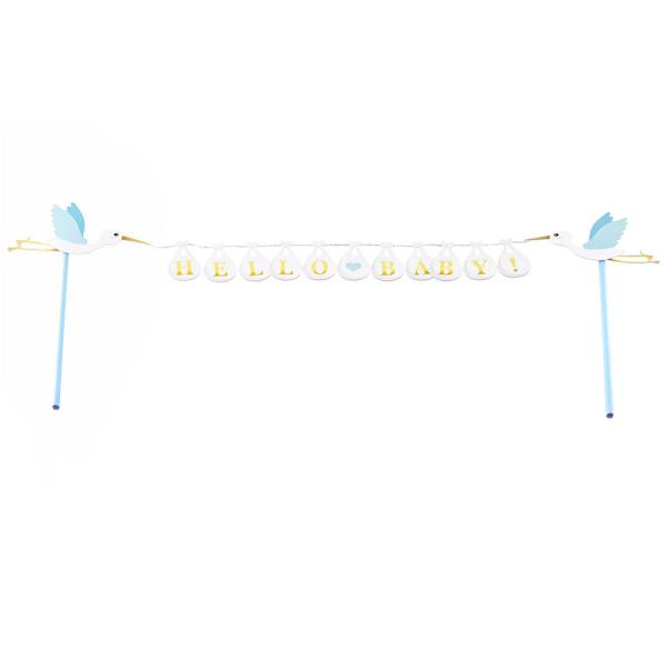Cake Topper Hello Baby Blå