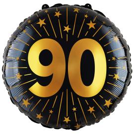 Folieballong med Stjerner og Tallet 90